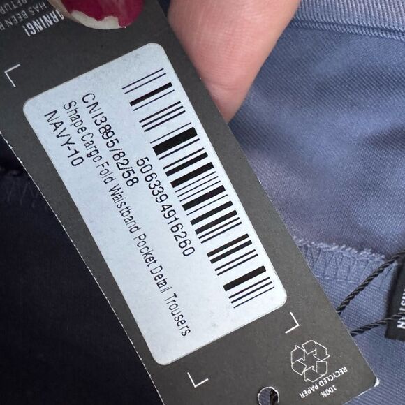 NWT PrettyLittleThing Womens Cargo Fold Waistband Trouser Pants Blue Size 6 - Picture 4 of 6